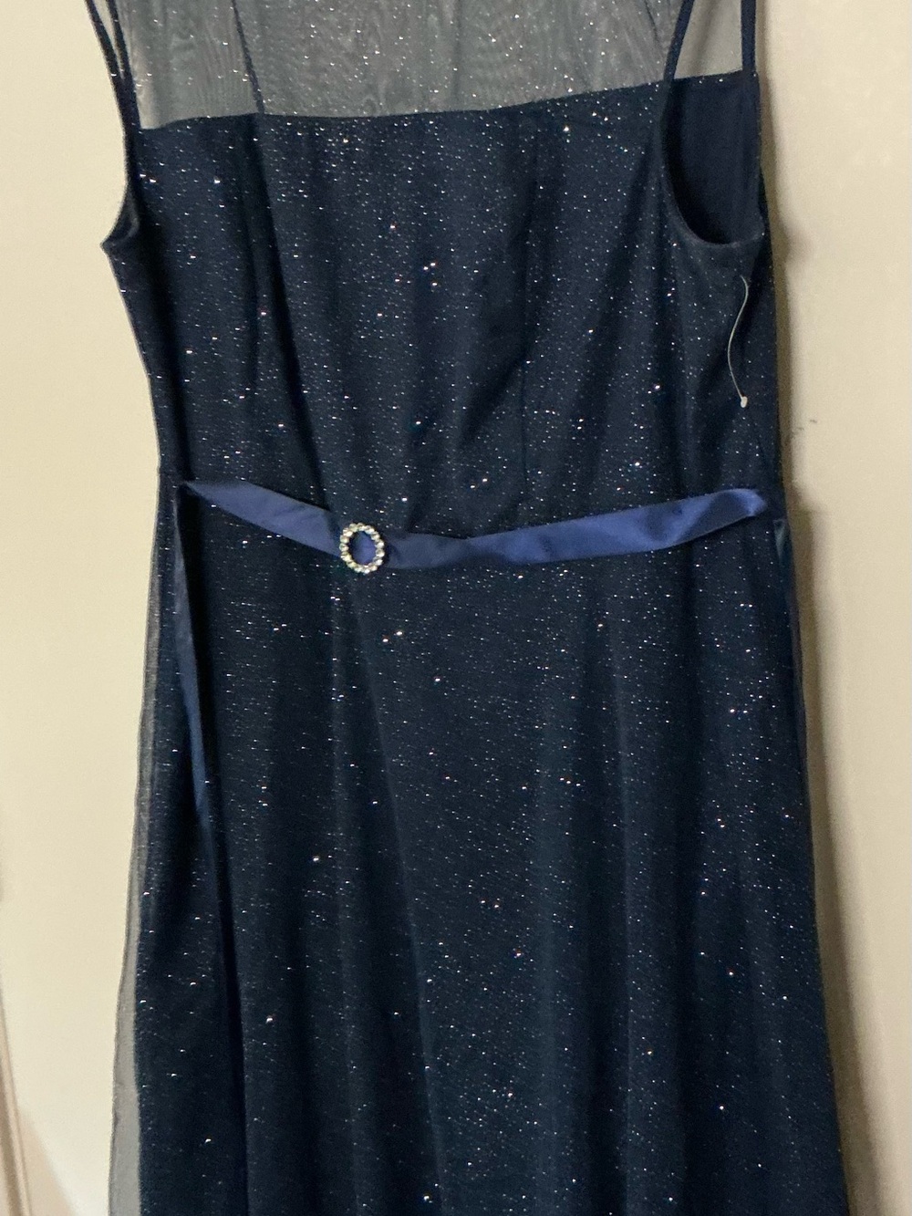 Navy Sparkle Evening Dress with Belt